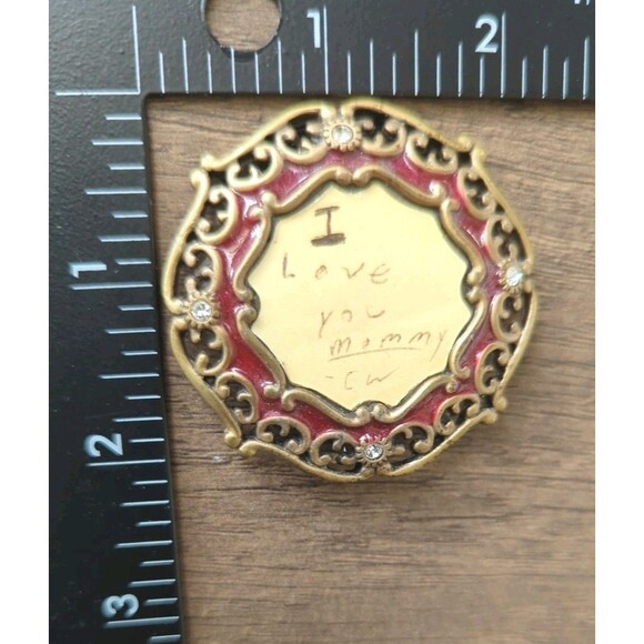 JAY STRONGWATER Miniature Frame Brooch NeimanMarcus Burgundy Crystals Bronze Pin - Picture 6 of 6